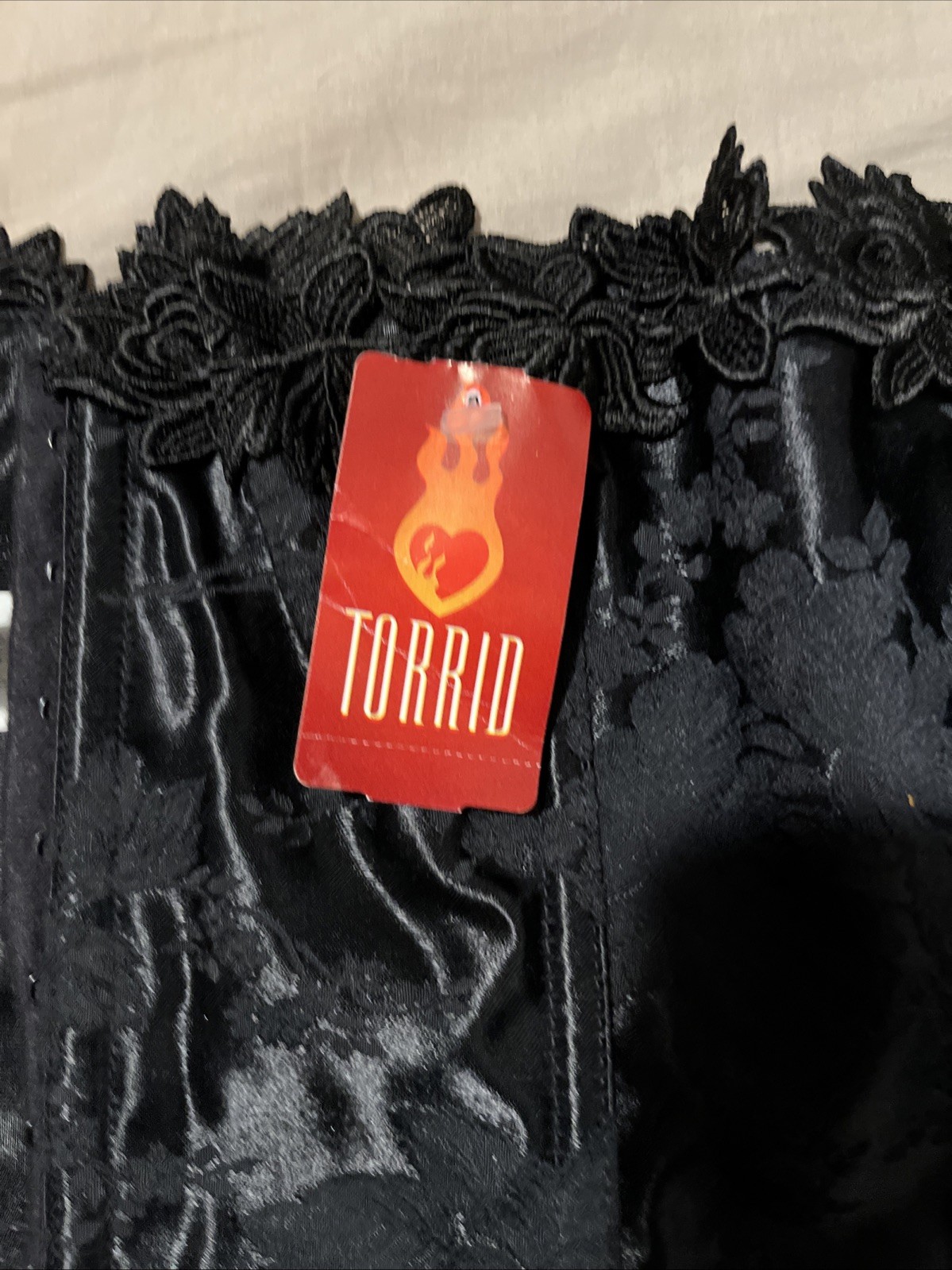 VNG NWT Torrid Strapless Lace Corset Size 48/3XL Black Brocade Ren Faire Witchy