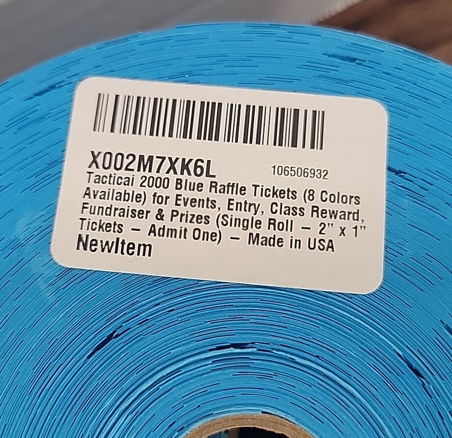 Admit One Tickets 1 Roll of 2000 each Carnival Fun Fair Festival BLUE Raffle