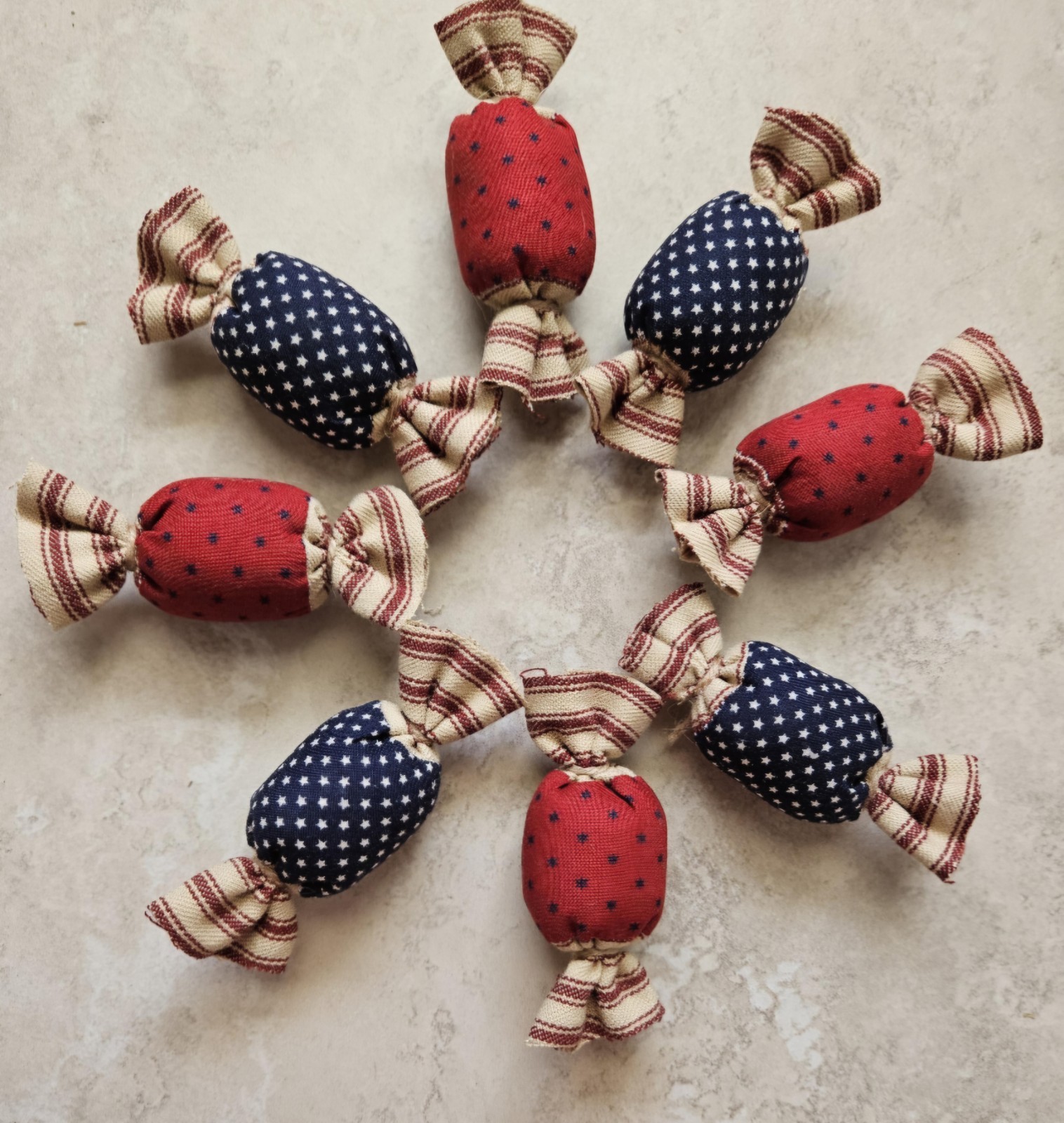 Bowl Filler Americana Patriotic Ornie Fabric 8 Pcs Candy Tier Tray Fabric Decor