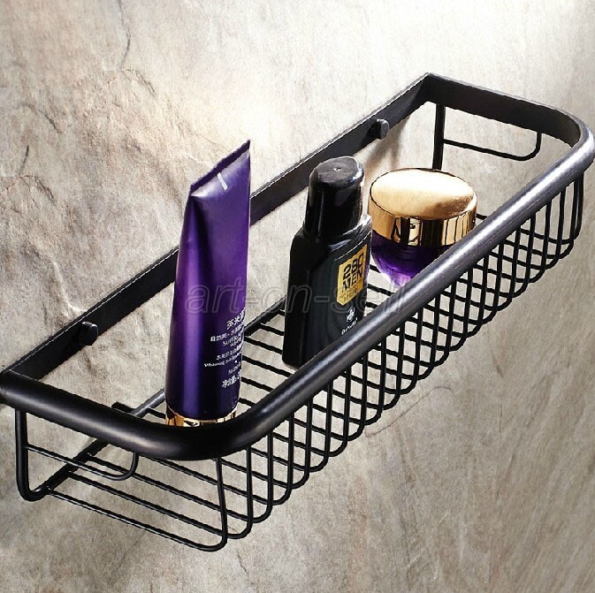 45cm Oil Rubbed Bronze Bathroom Shower Caddy Basket Wall Mounted Storage Basket