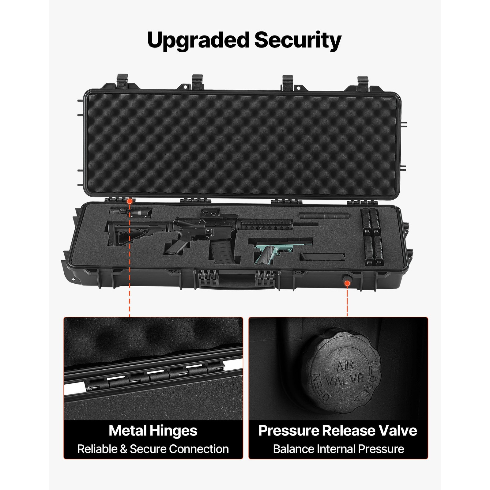 Uimoso Hard Rifle Case IP67 Waterproof Gun Storage with Customizable Foam Black
