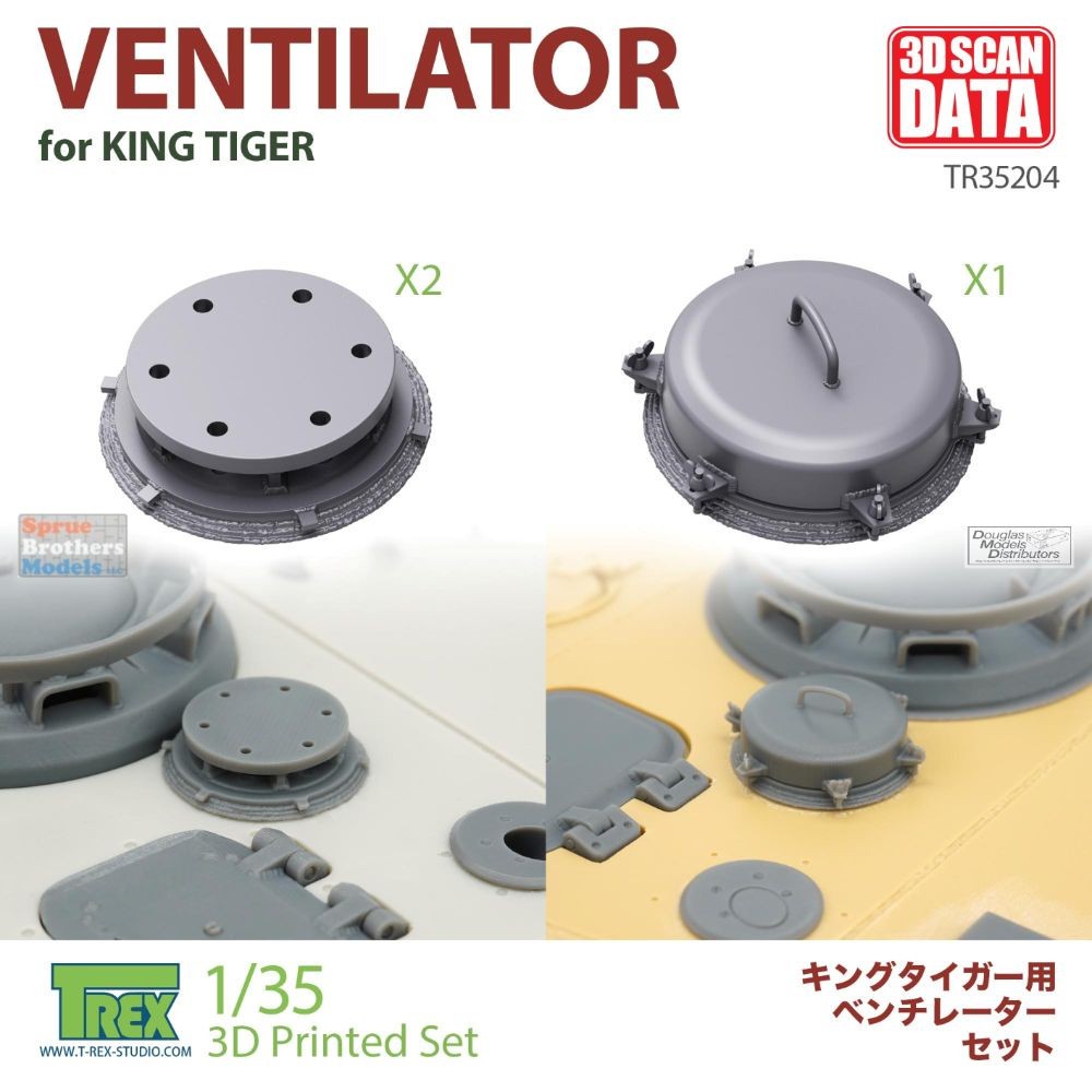 TRXTR35204 1:35 TRex - Ventilator Set for King Tiger I