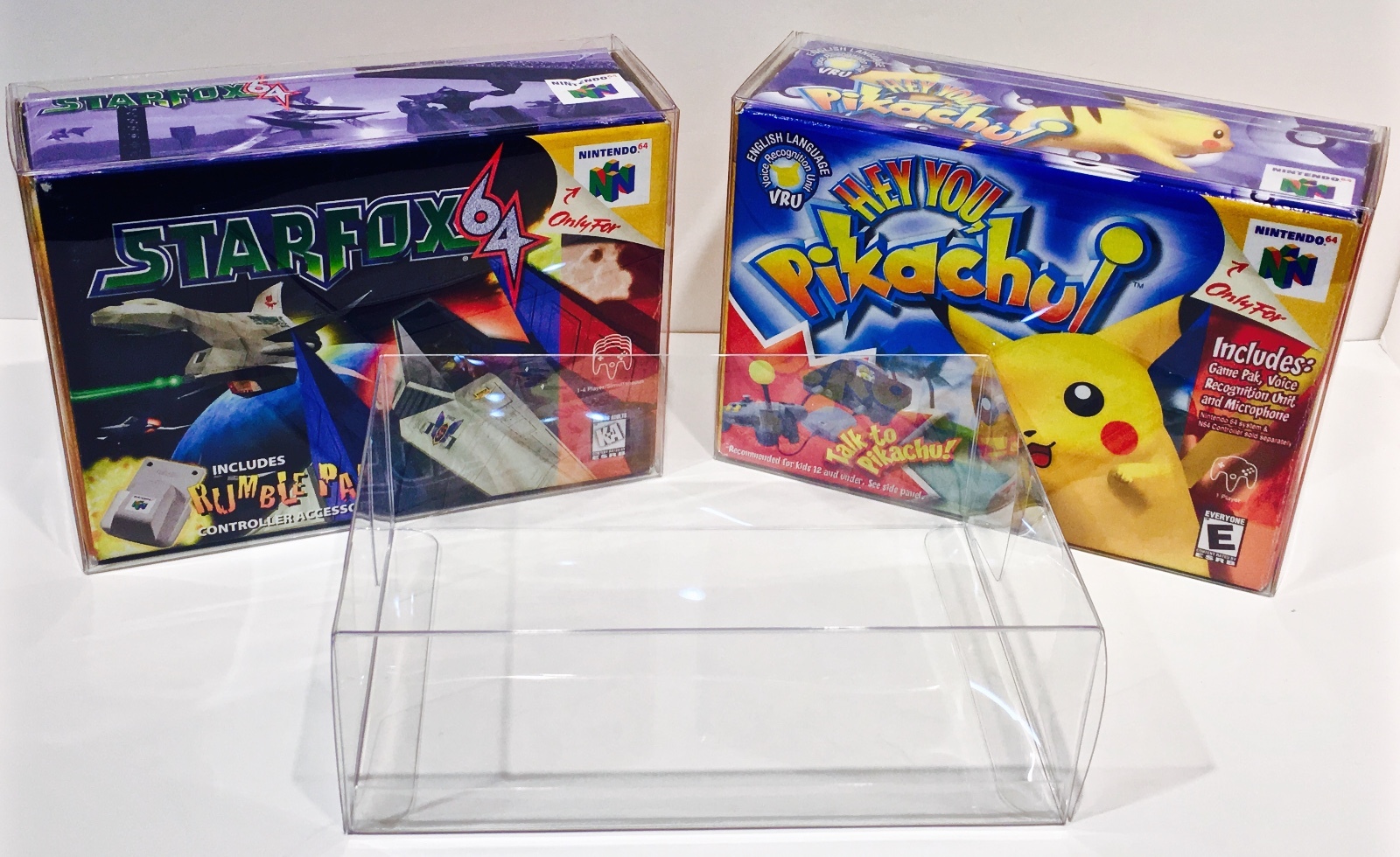 1 Box Protector N64 STARFOX / HEY YOU PIKACHU! Nintendo 64 Clear Display Case