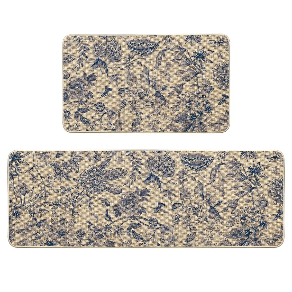 Artoid Mode Blue Floral Flowers Spring Kitchen 17" x 29" /17" x 47",