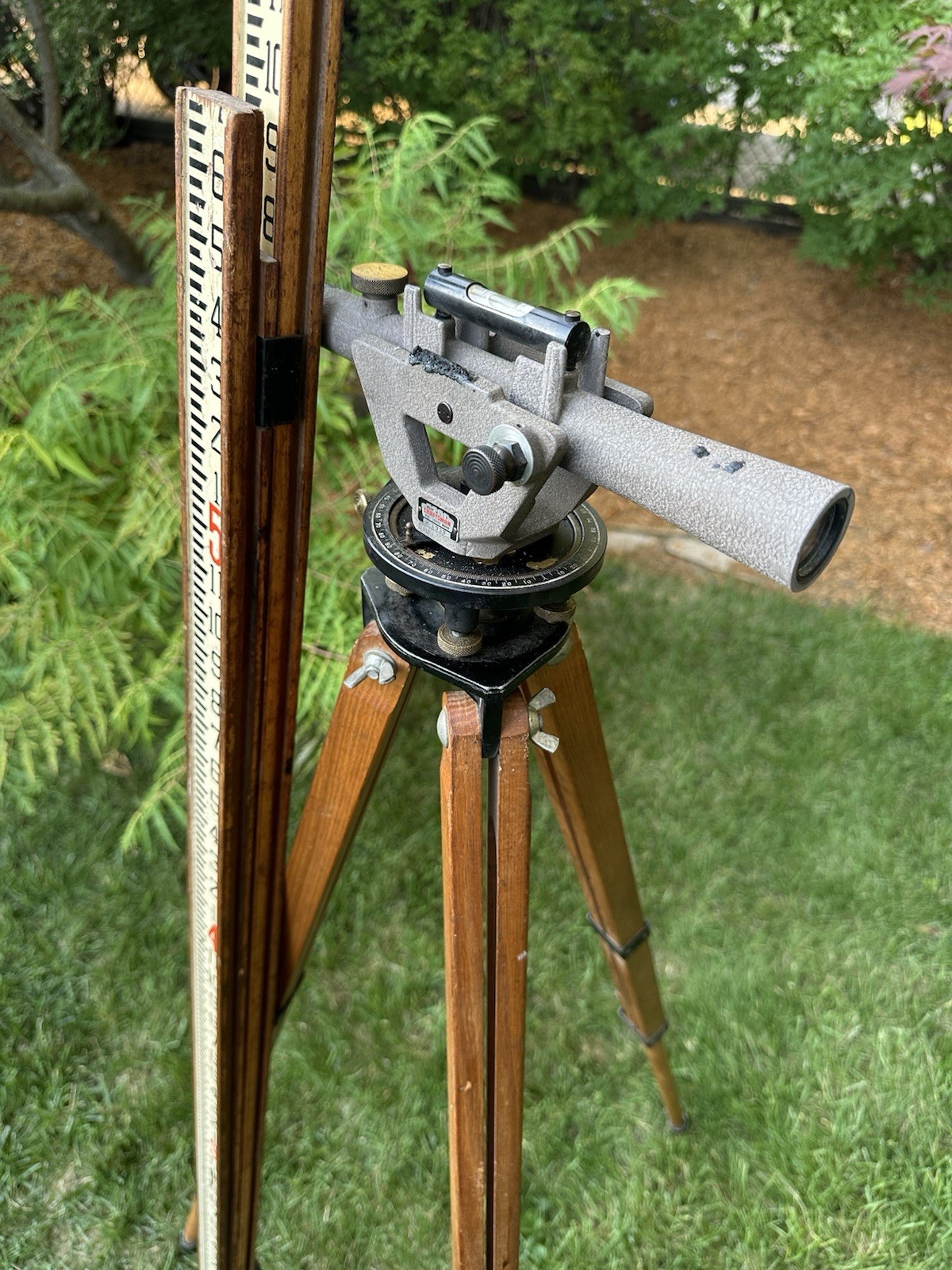 Vintage Sears Roebuck Surveyor Transit Tripod Range Rod Prism Pole Theodolite