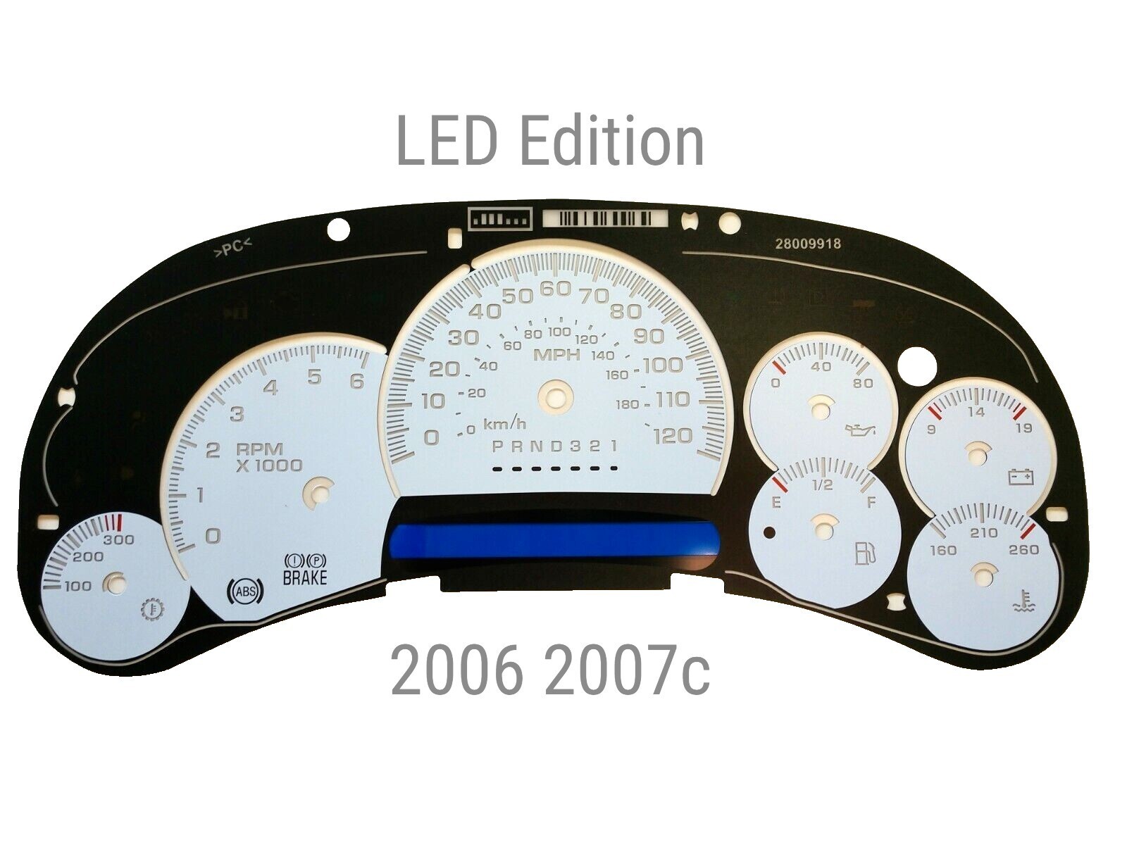 SS Style LED Edition White Gauge Face for 2006 2007 Classic Edition GM Clusters