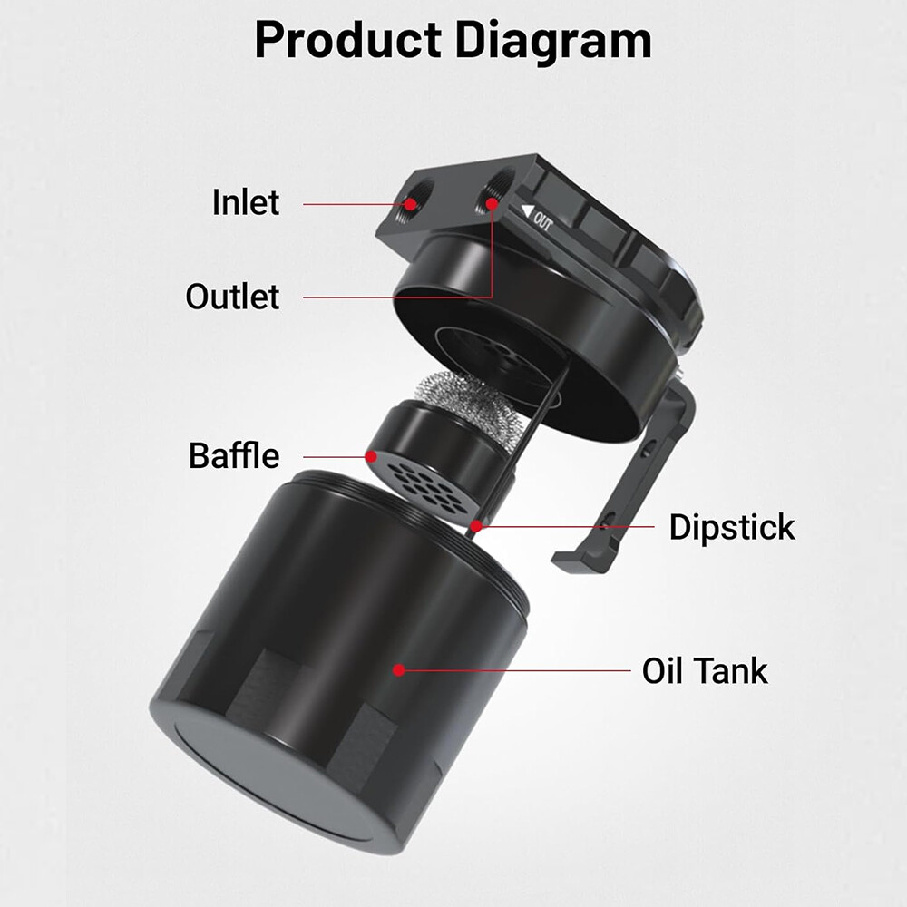 Universal Oil Catch Can Kit Reservoir Baffled Tank Aluminum Car Truck 300ml