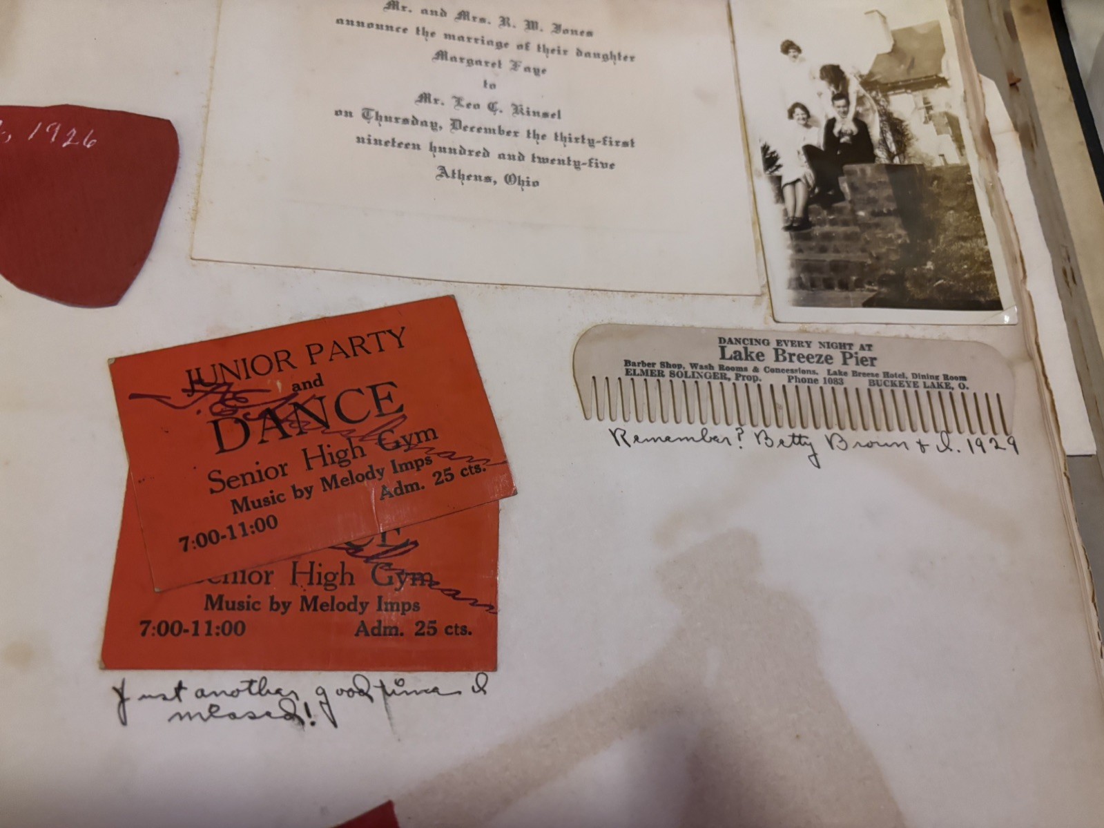 Antique 1923/24 High School Memories Scrapbook Felt Letter Invitations Playbill