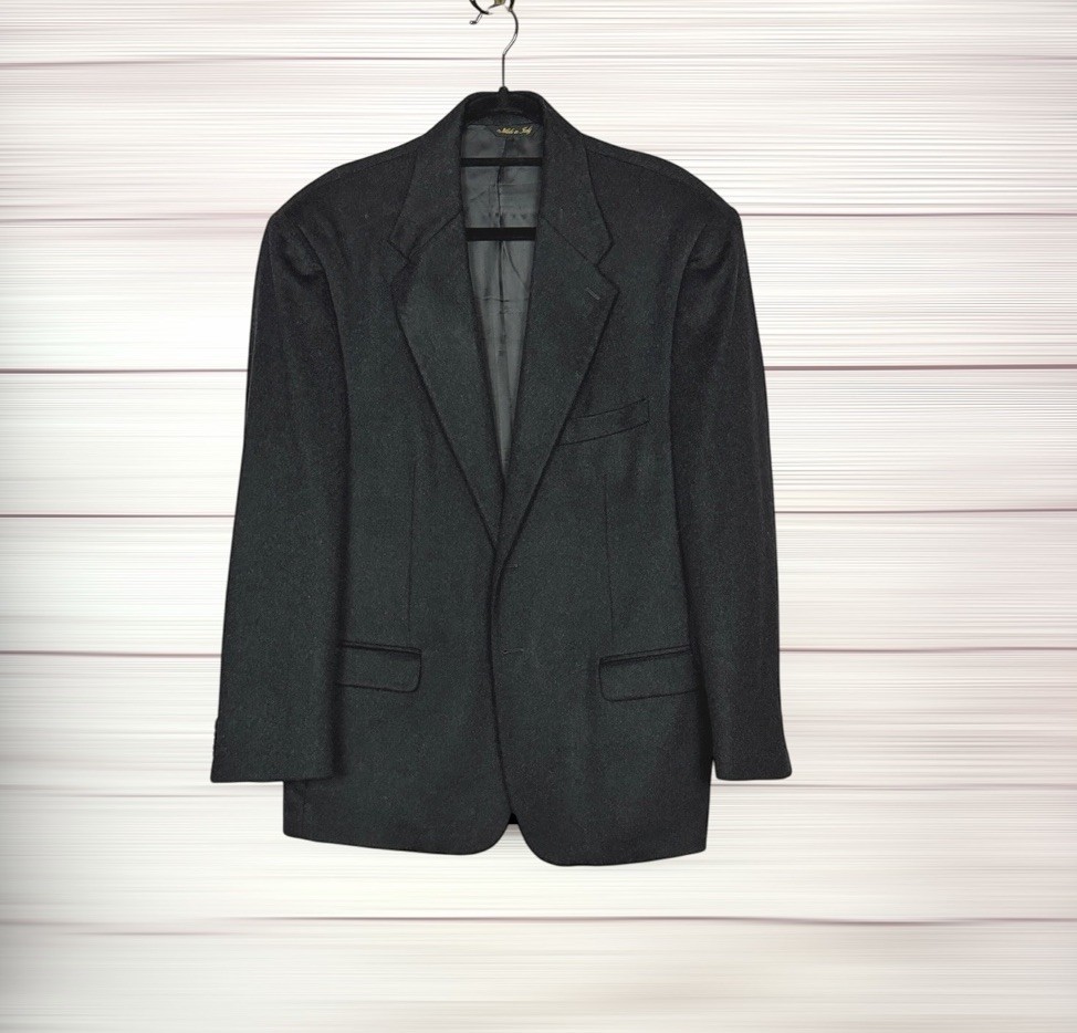 Louis Dell'Olio Cashmere Sport Coat Charcoal Blazer Vintage 42R Vintage Italy