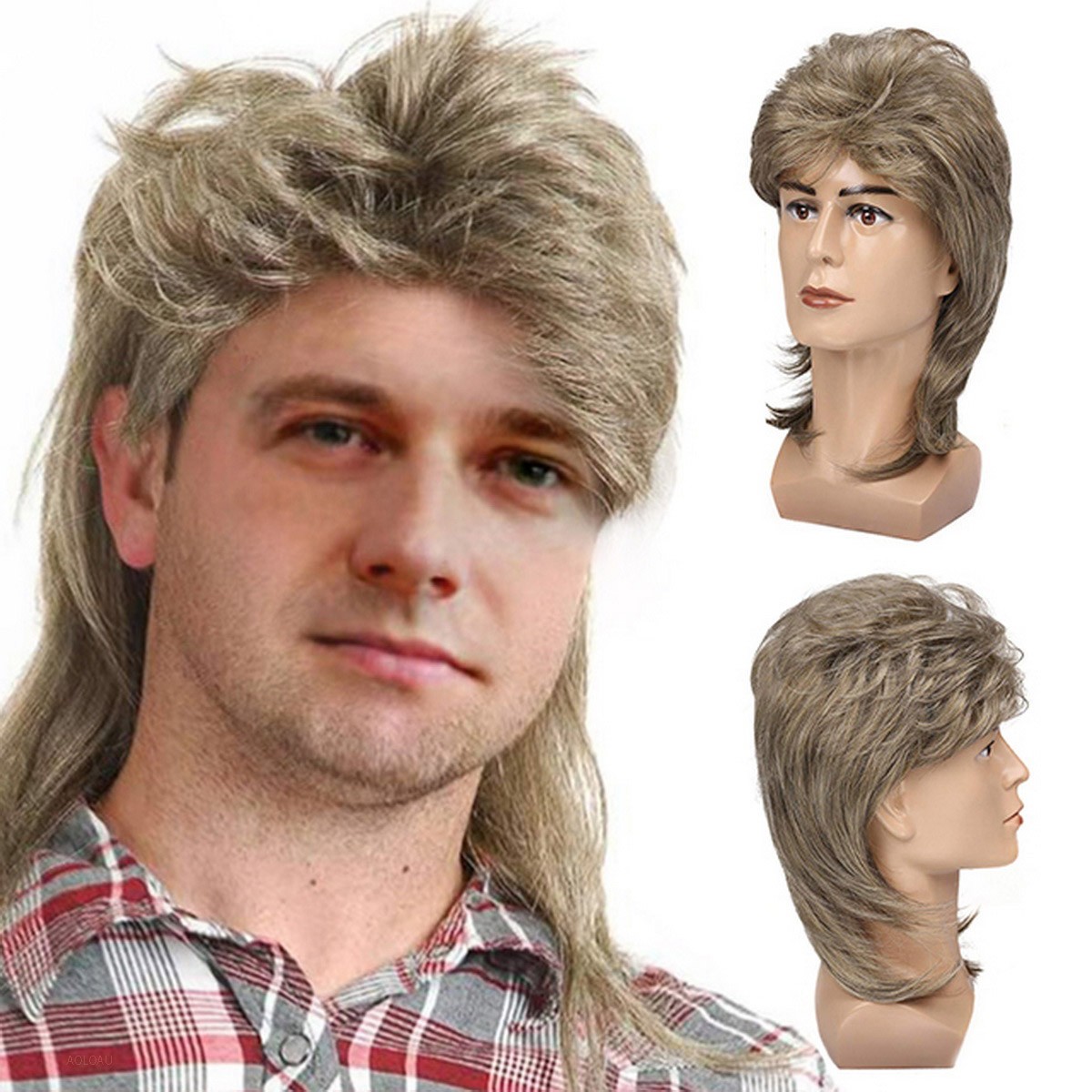 Jason Brown Mullet Wig 80's Costume Wigs for Men