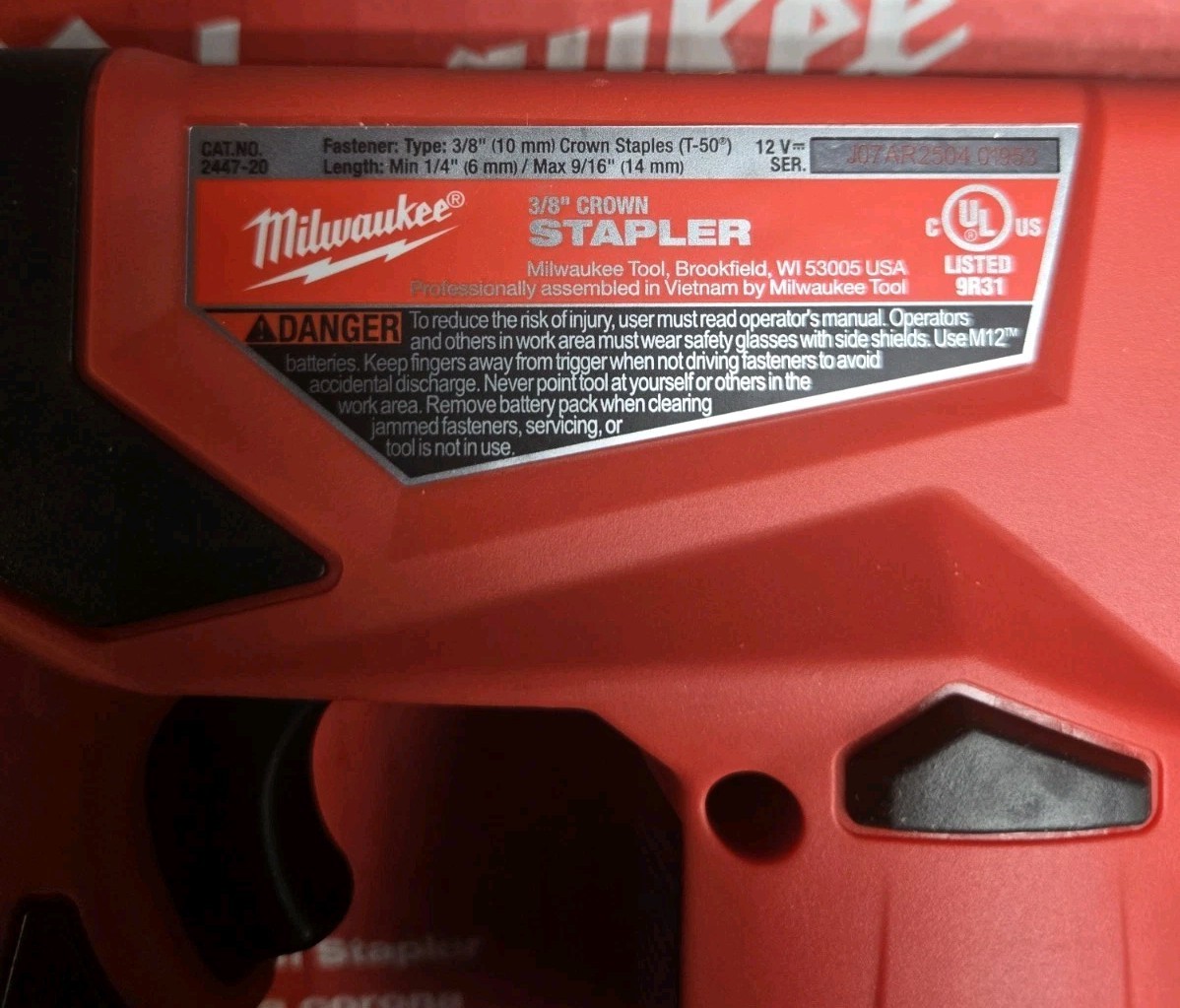 Milwaukee 2447-20 M12 12 Volt 3/8 Crown Stapler Cordless NEW Free Shipping. READ