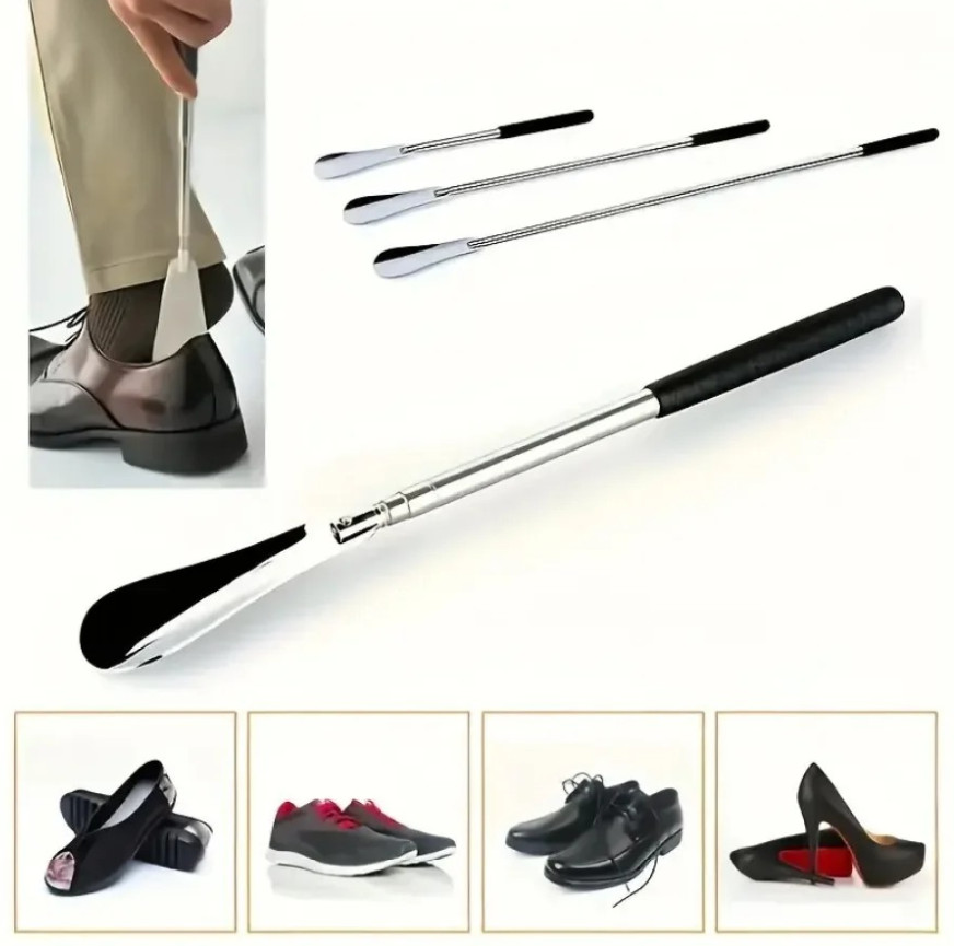 1pc Retractable Stainless Steel Shoehorn Elderly Shoe Helper Puller Tool - NEW