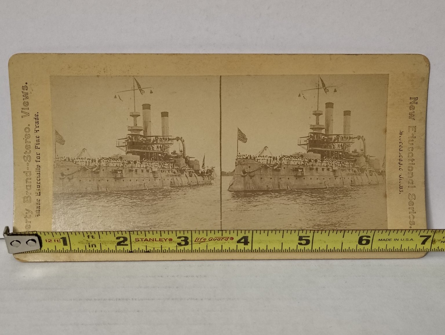 US Navy Battleship Iowa Stereoview Photograph Liberty Brand Vintage