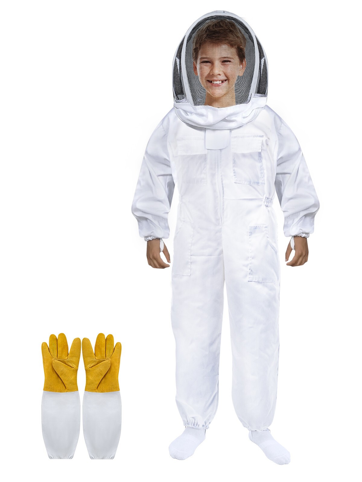 Kids Bee Suit with Fencing Veil Hood and Gloves Sting Proof Children Clothes L