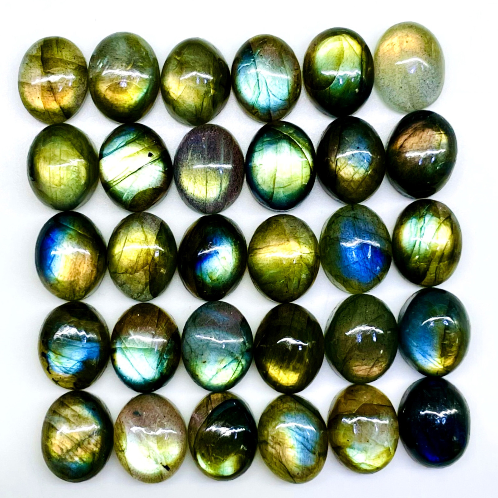 30 Pcs Natural Labradorite 10x8mm Oval Flashy Loose Gemstones Wholesale Lot