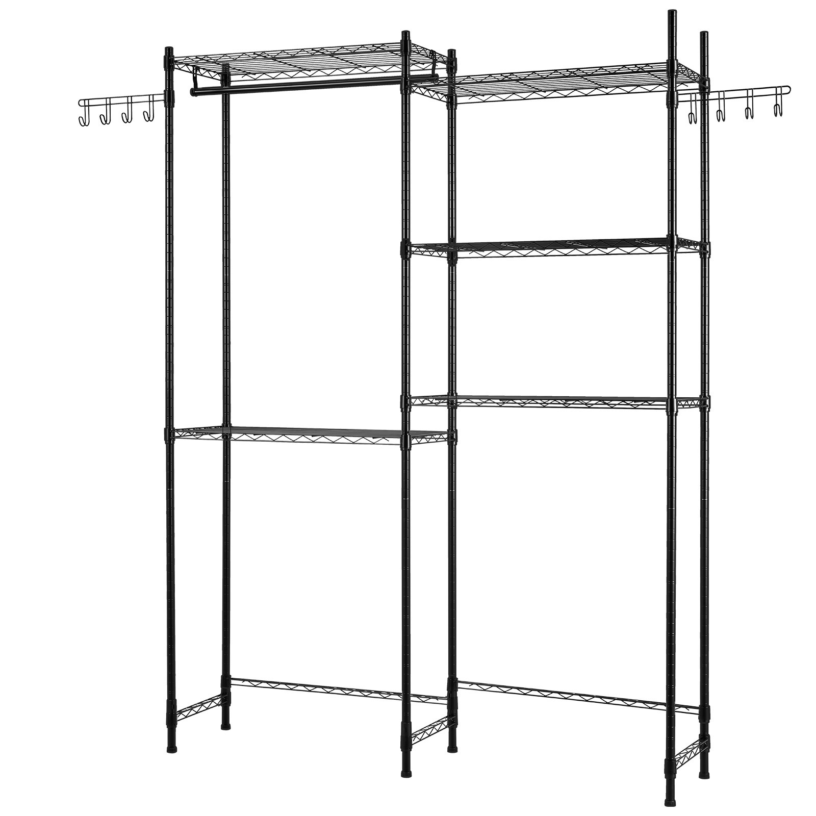 Over Washer and Dryer Storage Shelf Two Row 5 Tiers Washer Rack Black