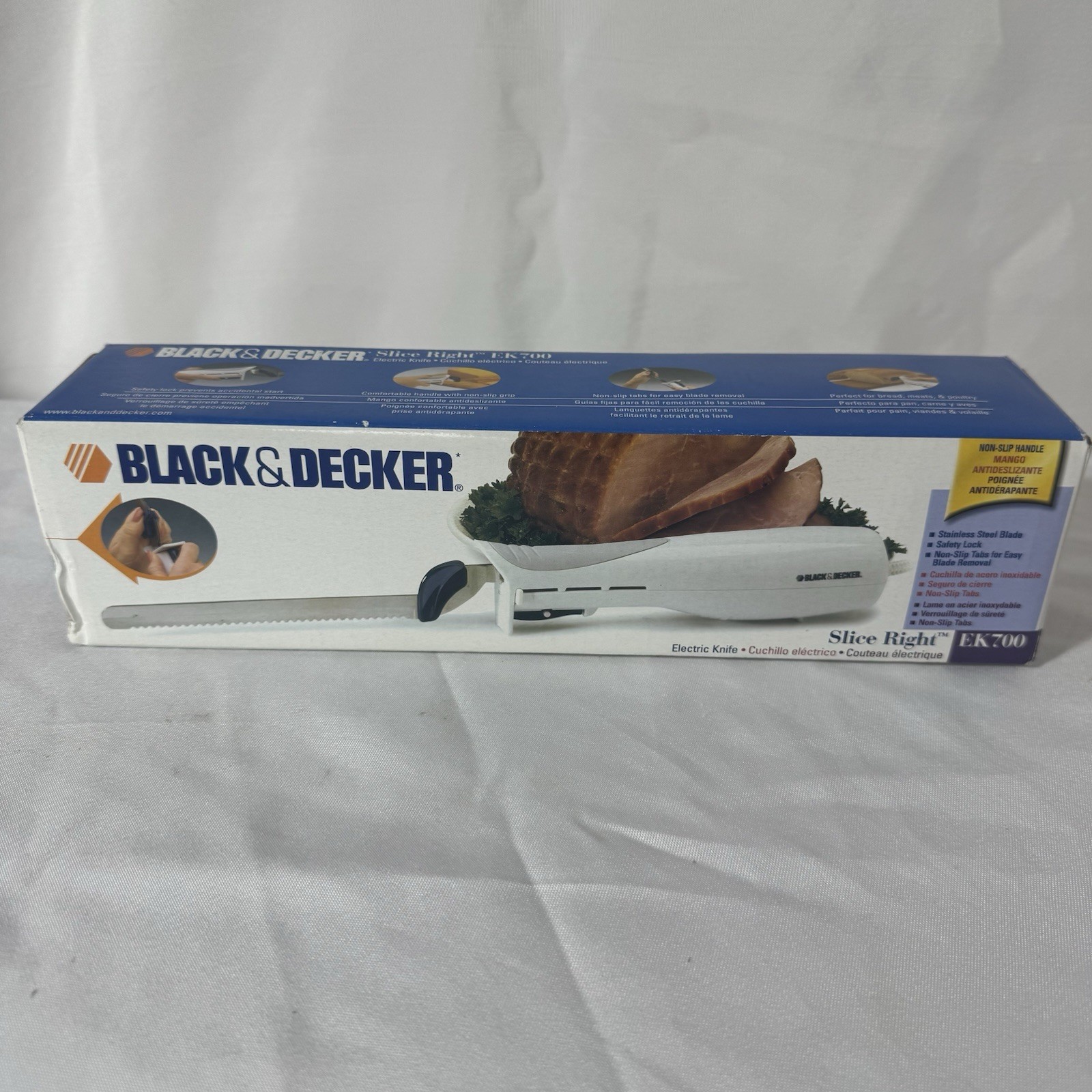 Black & Decker Electric Knife Slice Right EK700 Non Slip Grip Corded Open Box