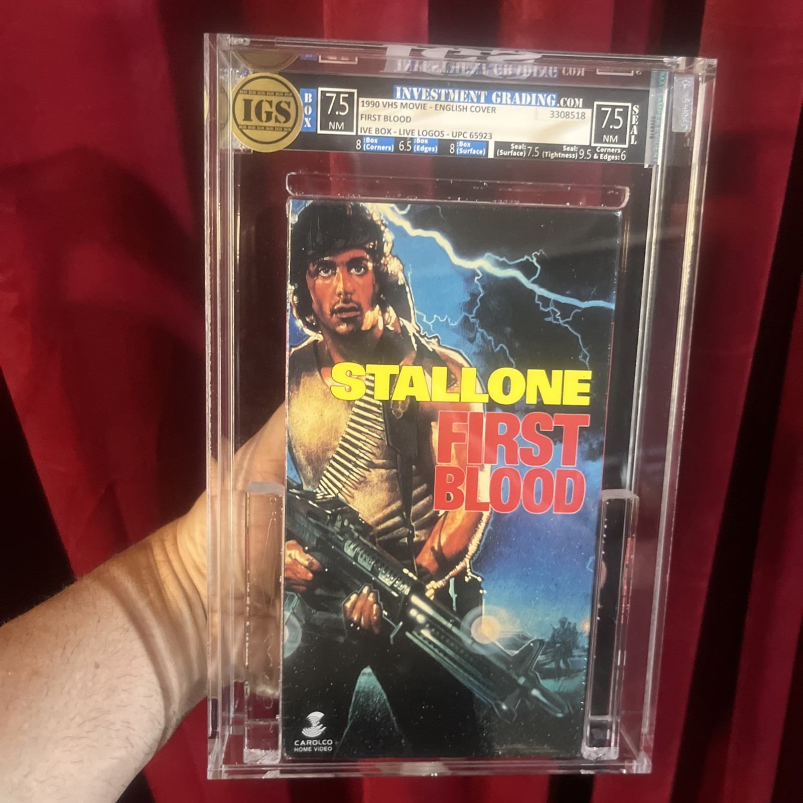 FIRST BLOOD 1990 Slip Sealed VHS Graded IGS 7.5 / 7.5 Seal Stallone Rambo