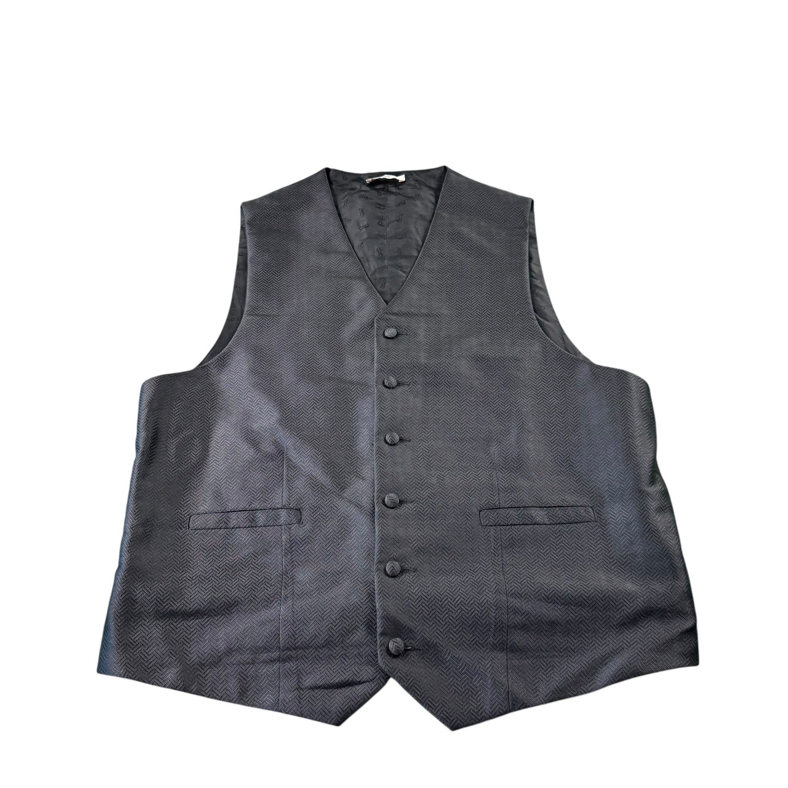 Carrot & Gibbs Mens Pure Silk Formal Vest Waistcoat Grey Geometric Handmade XL