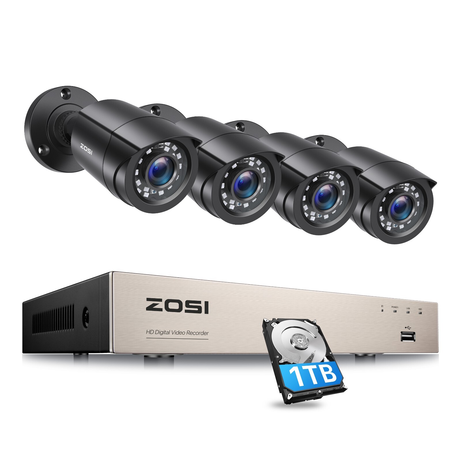 ZOSI 5MP Lite 8CH DVR 1080P Outdoor Security Camera System with Hard Drive 1TB