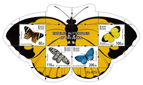 Sri Lanka ENDEMIC BUTTERFLIES MNH 03 mini sheet Stamps 2022 odd shaped souvenir