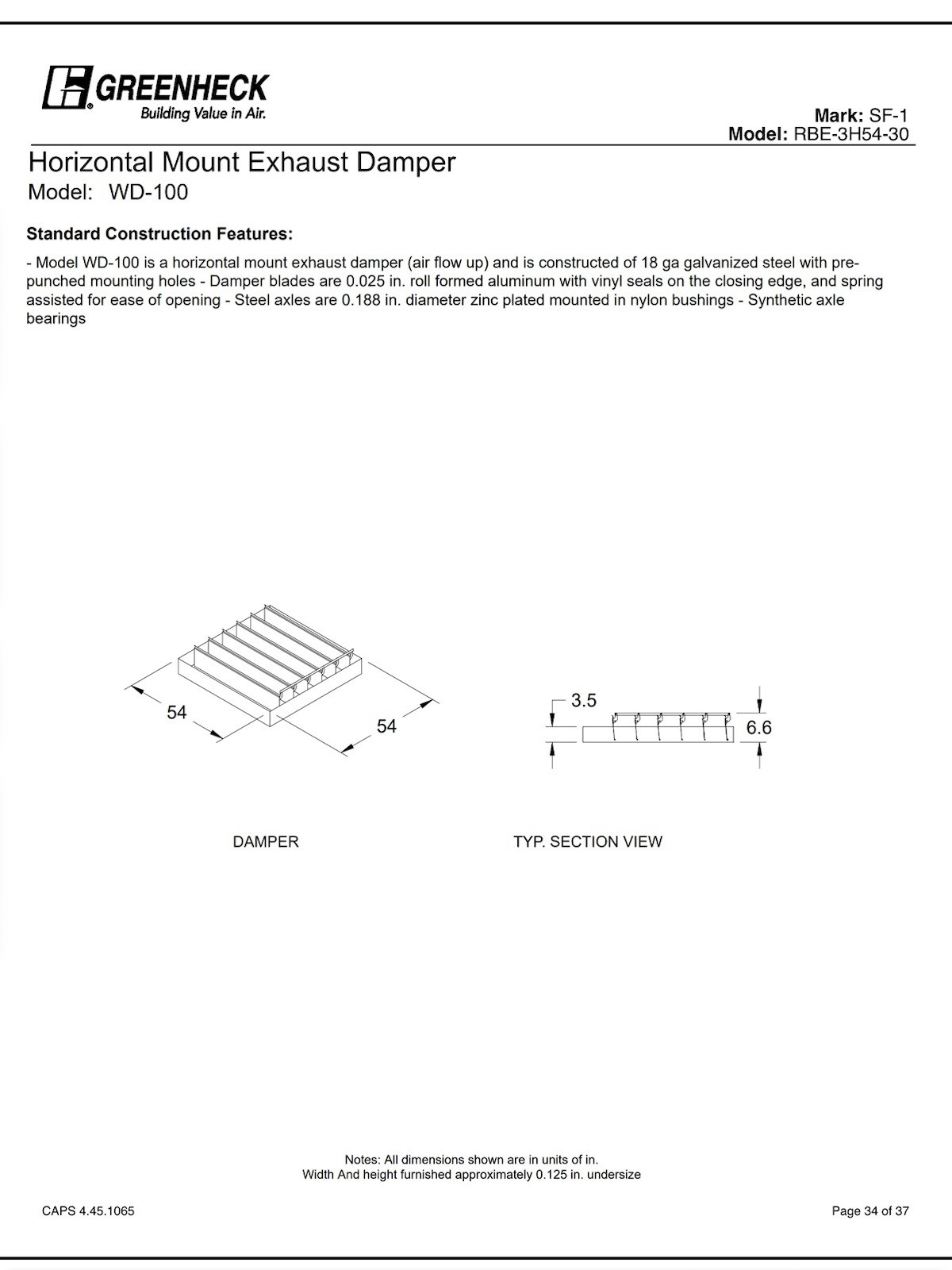 Greenheck RBE-3H54-30 Propeller Hooded Roof Belt Drive Upblast Fan w/ Damper