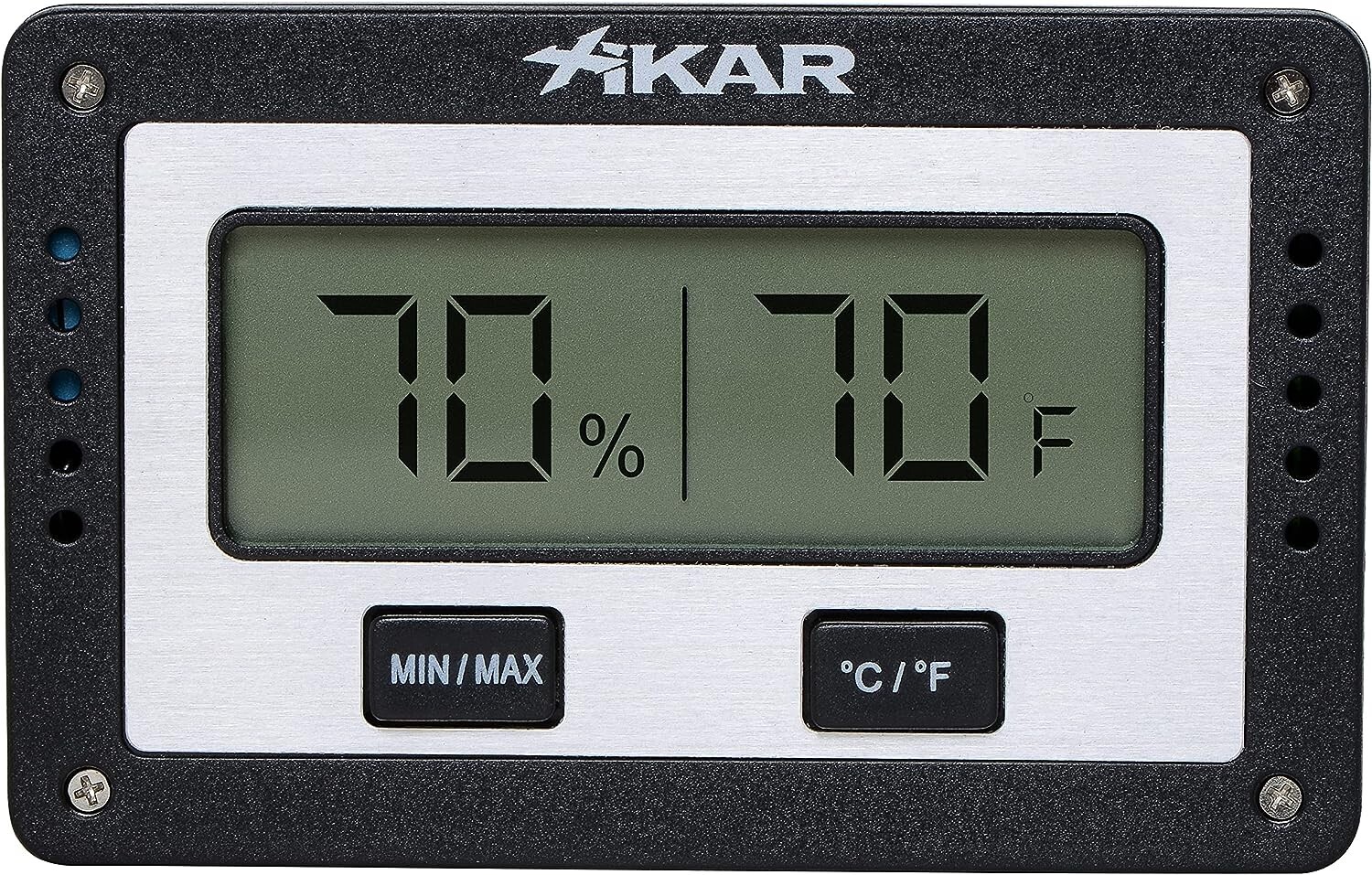 Xikar PuroTemp Rectangular Digital Hygrometer, Compact and Lightweight, Black