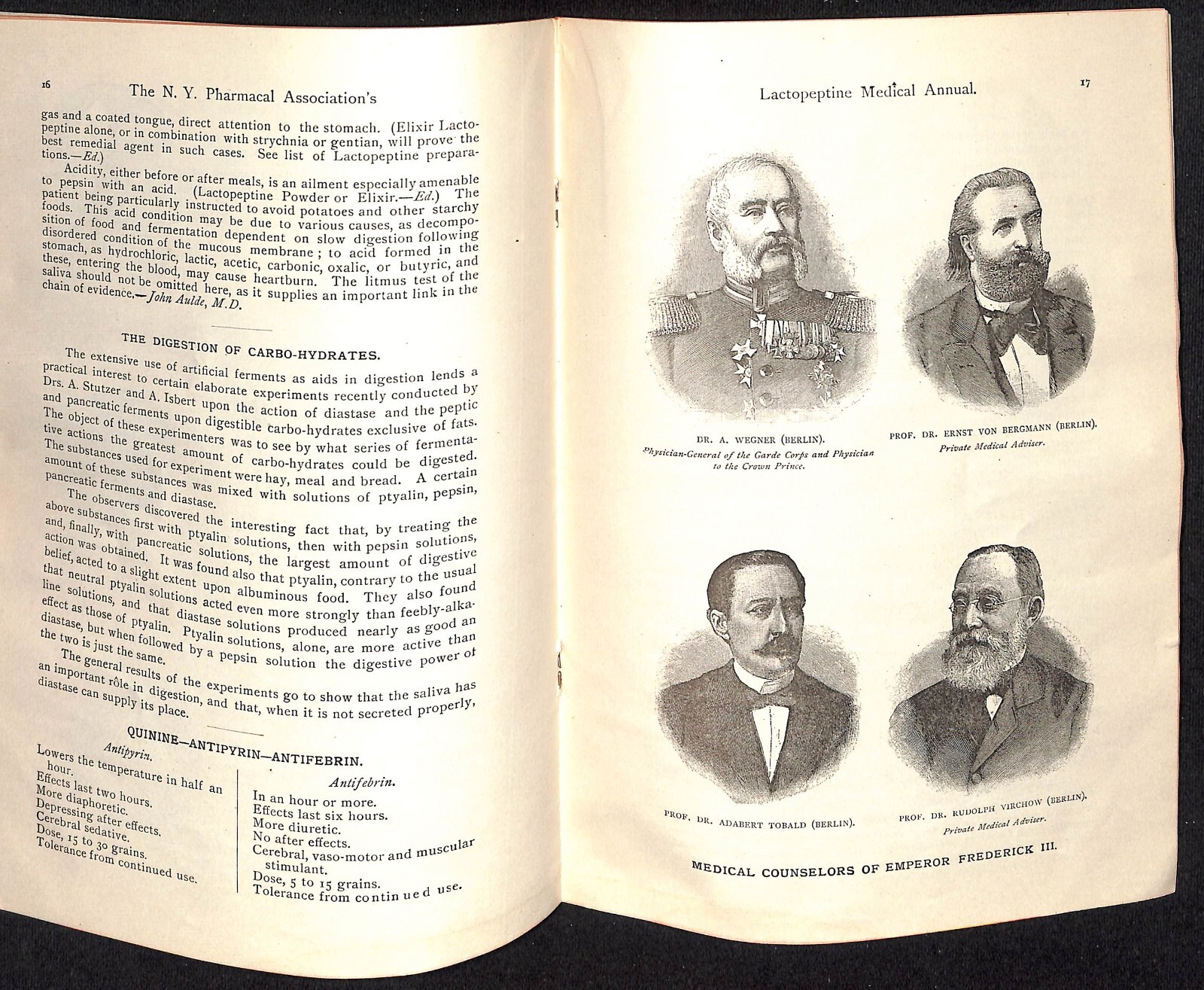 New York Pharmacal Association "Lactopeptine Medical Annual" 1889 32pp Scarce