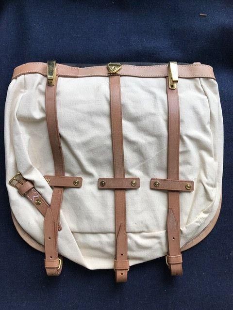 US M1872 Infantry Valise in White Blue Line Canvas with "US" Stencil