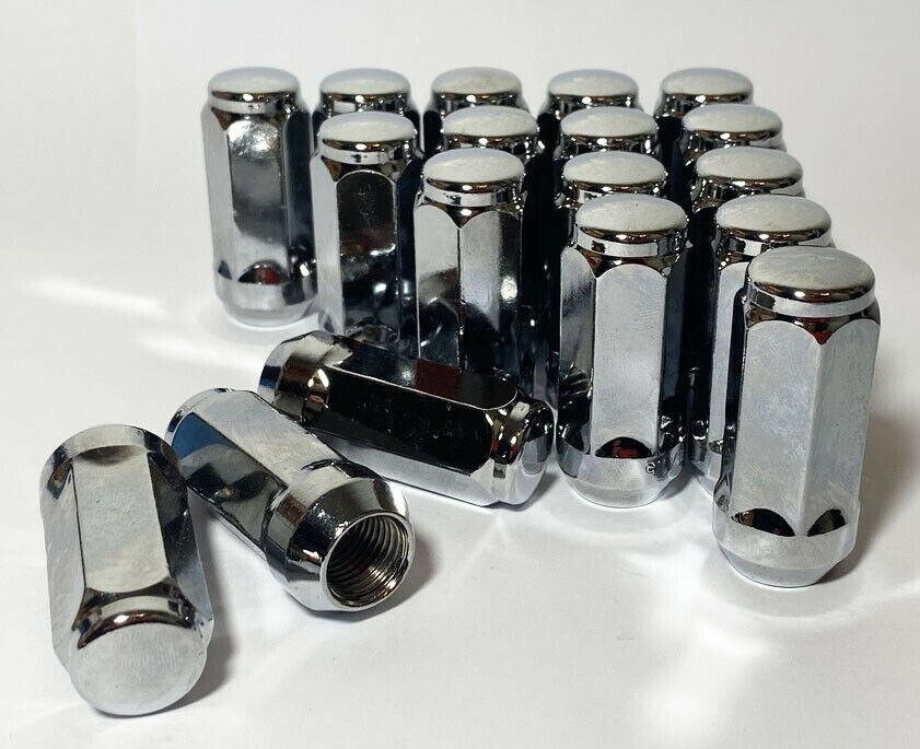 32 Chrome Bulge Acorn Lug Nuts XL 2" Tall 9/16-18 For 1987-1998 Ford F-250 F-350