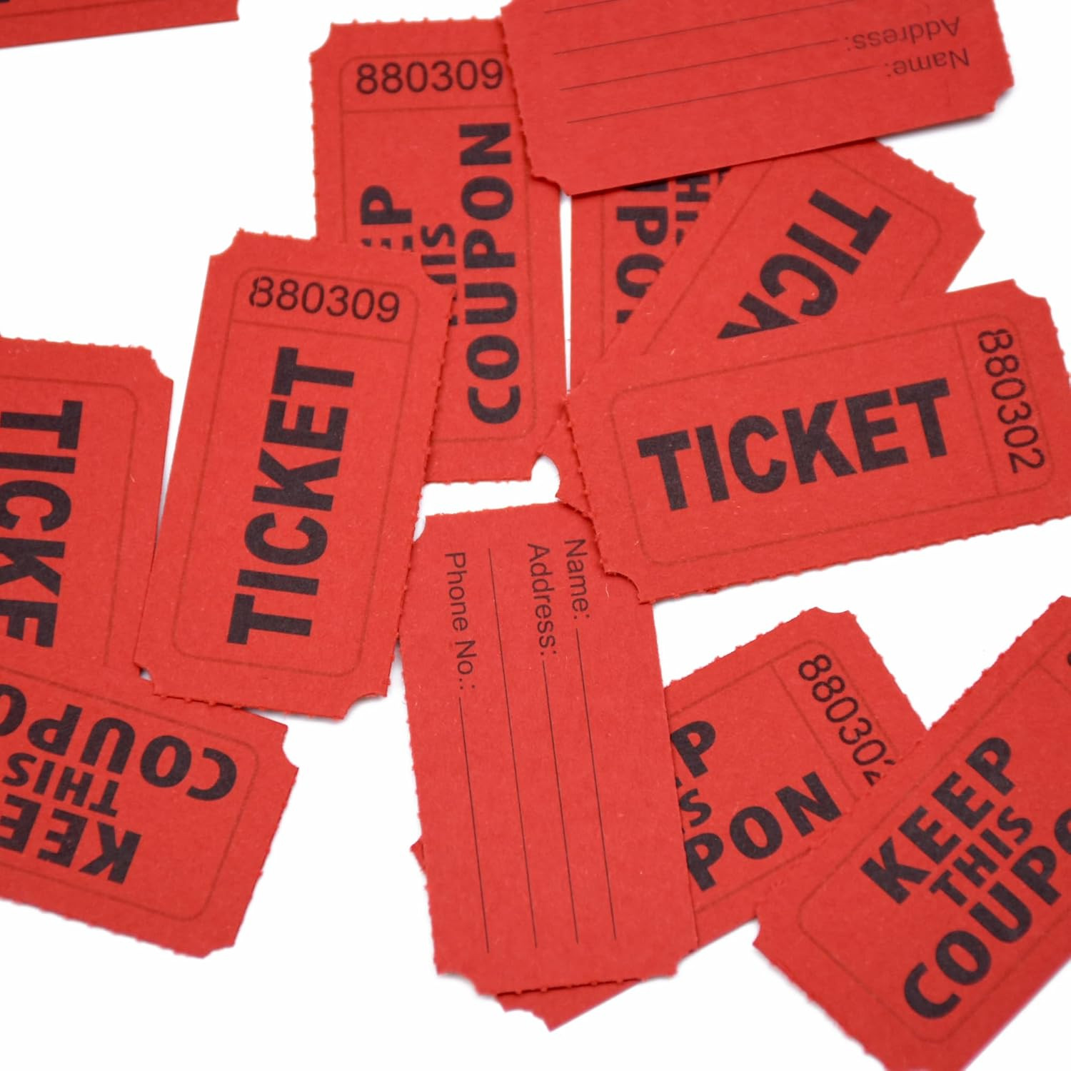 2000 Pcs 1000 Pairs Raffle Tickets, 50/50 Double Raffle Tickets, 250 Double Tick