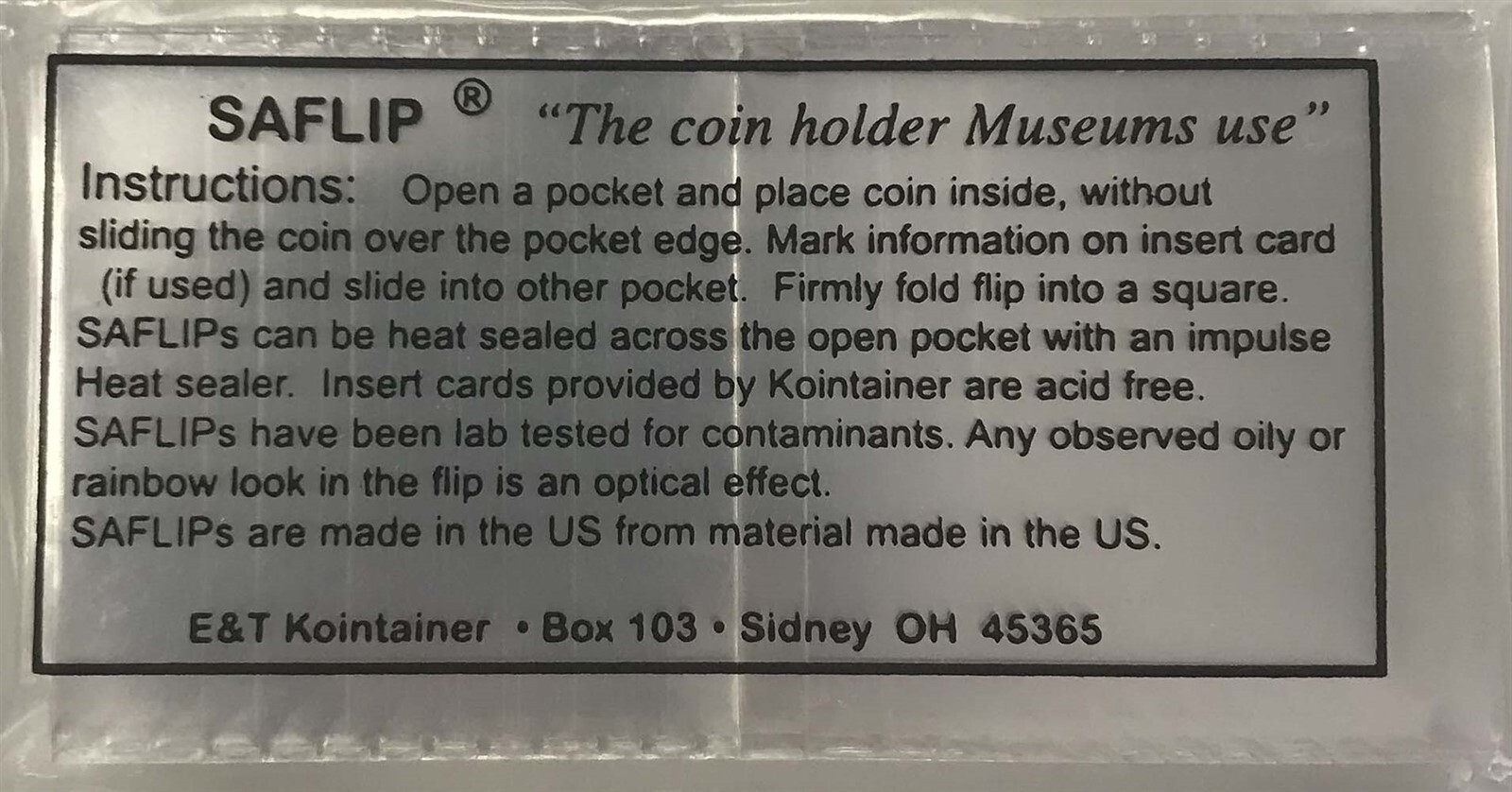 Saflip 2x2 Double Pocket Coin Flips Pack of 50 Mylar Saflips Archival Holders