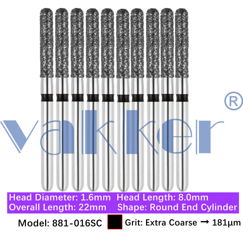 Vakker 10pc Dental Diamond Burs Friction Grip Super Coarse, Coarse Handpiece Bur