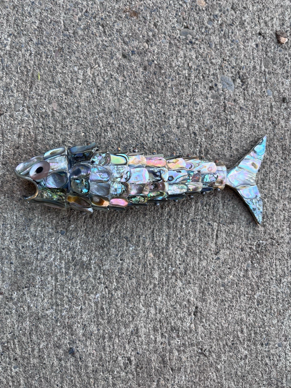 Vintage Articulated Abalone Shell Fish Bottle Opener Mexican