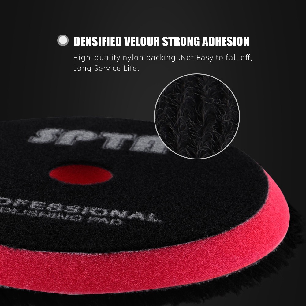 SPTA 1Pc 3/5/6 inch Black Microfiber Hook Loop Polishing Pad for Car Buffer Wax