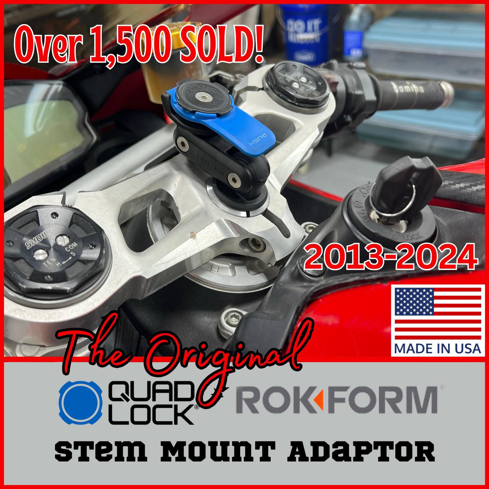 Quad Lock & Rokform Stem Mount Adaptor for Ducati Panigale - 2014-2024 Models