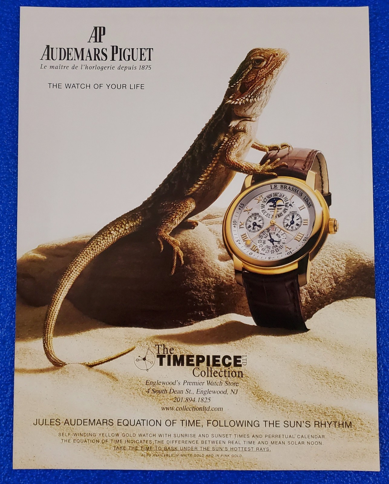 2006 AP AUDEMARS PIGUET WRISTWATCH PRINT AD "FOLLOWING THE SUN'S RHYTHM" WATCH