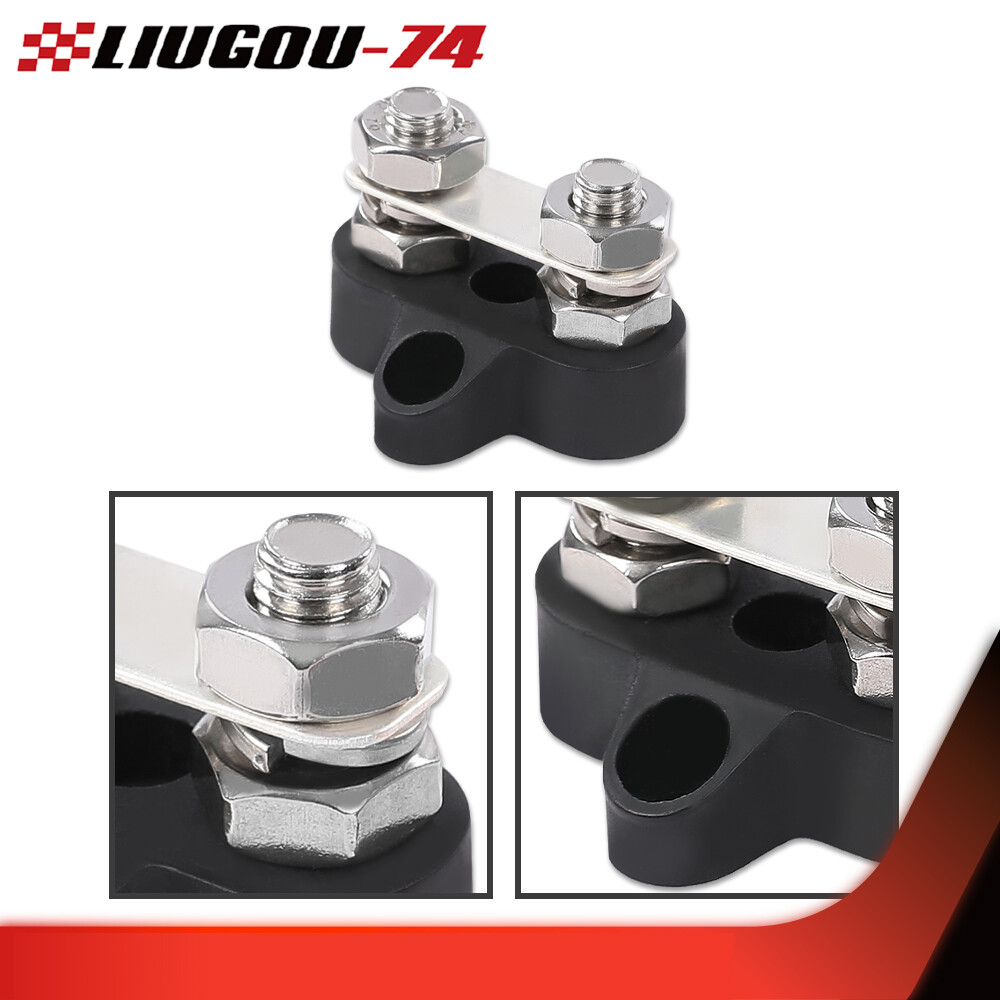 Red Black Junction Block Power Post Insulated Terminal Stud Battery 5/16" Ring