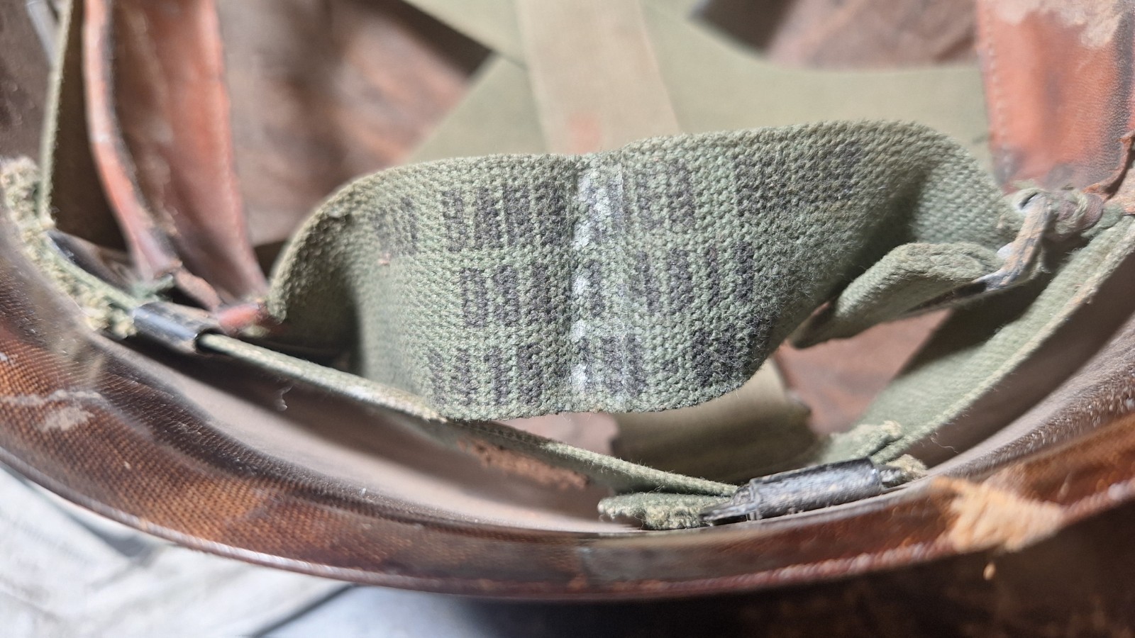 WW II US Military M1 Front Seam Swival Bale Helmet With Liner