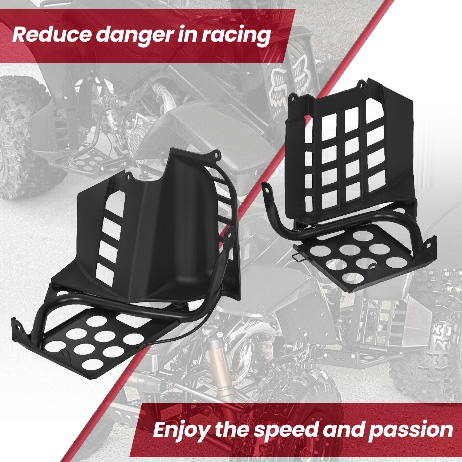 Black Heel Guards Footrest Fit Yamaha 87-06 Banshee 350 Left + Right Nerf Bars