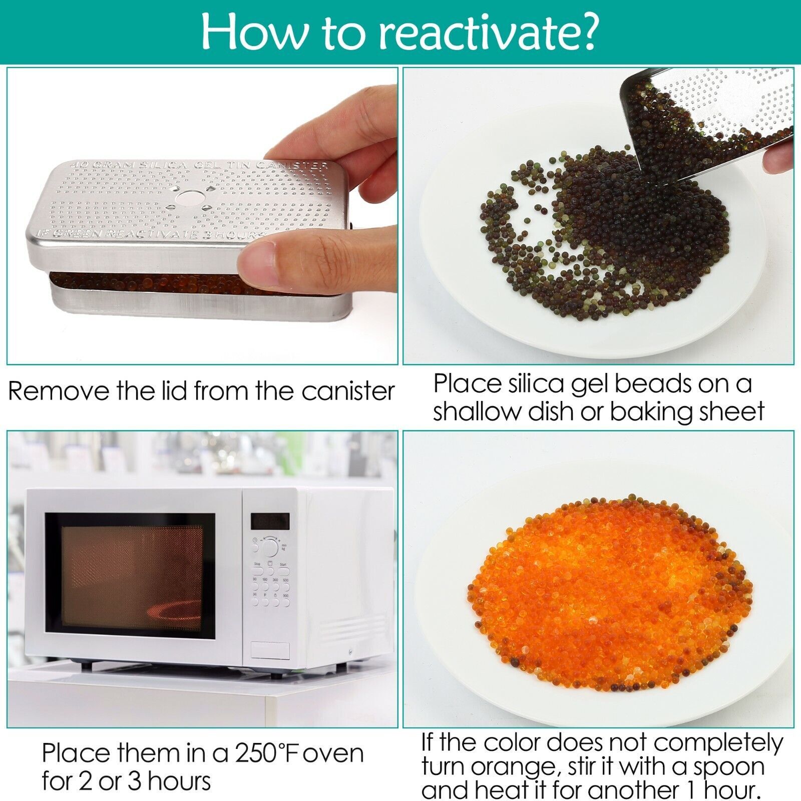 6 PACK 40 Gram Silica Gel Dehumidifier Desiccant Silica Gel Canister Reusable