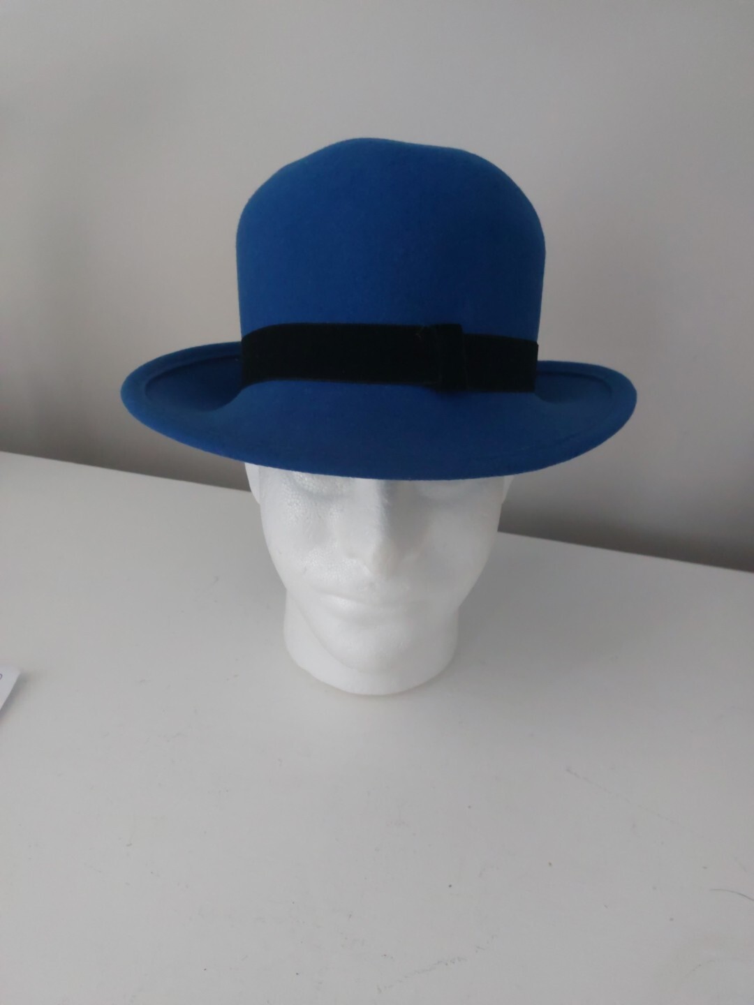 New Bollman Hat Co. 100% Wool Doeskin Felt Bowler Royal Blue Hat USA MADE. Nice