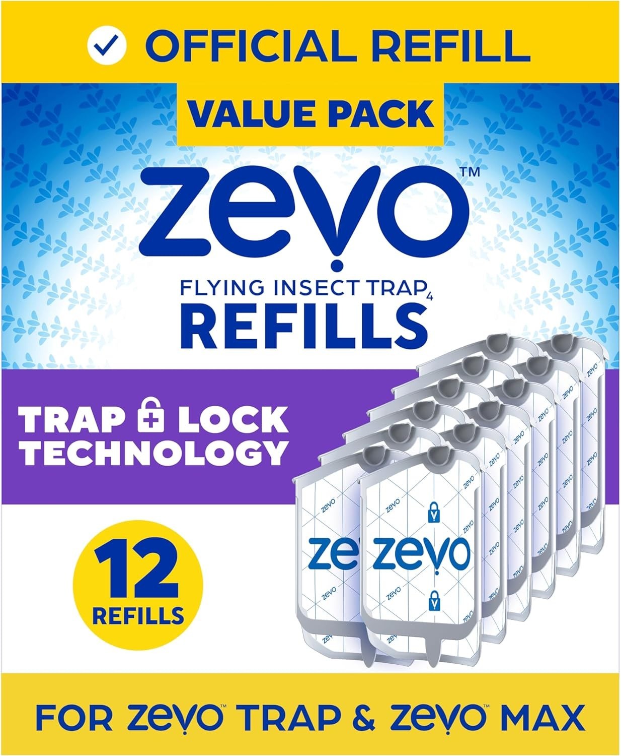 Zevo Flying Insect Trap Refill Cartridges -Easy to Use (12 Refill Cartridges)