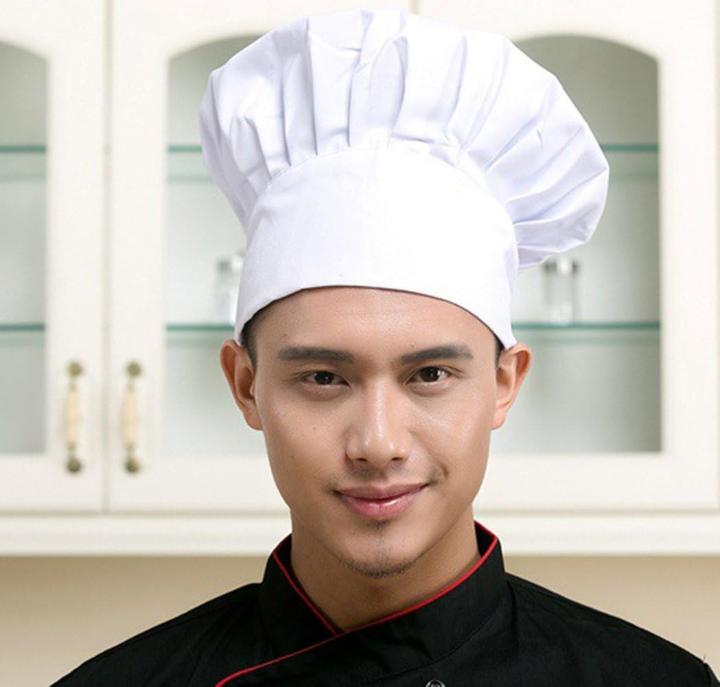 Chef Hat Elastic Back Kitchen Cooking Baker Cap for Adults Kids