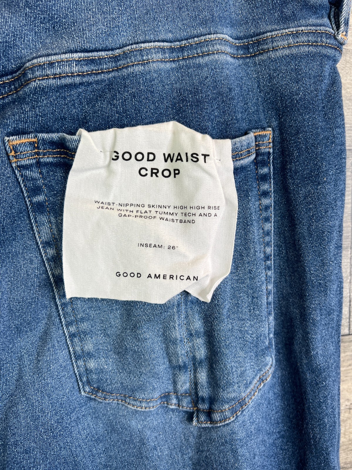 Good American Jeans Size 24 UK 26 Blue Good Waist Crop High Skinny Basic