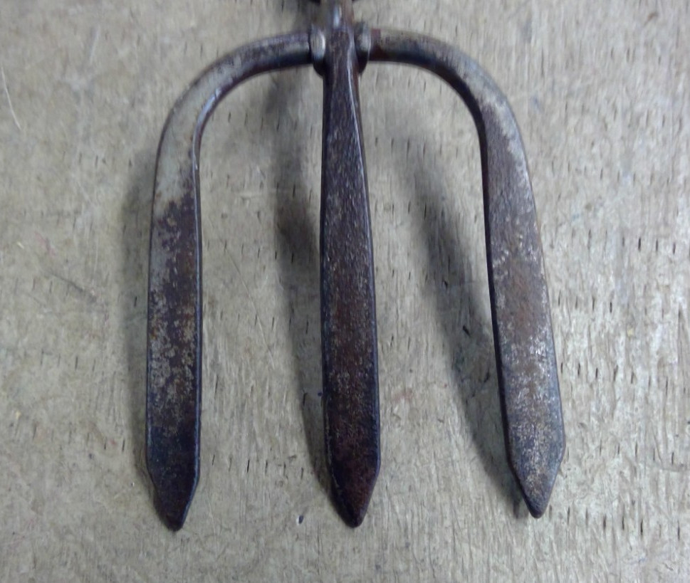 Vintage Hand Cultivator Fork Garden Tool Wood Handle 3 Prong