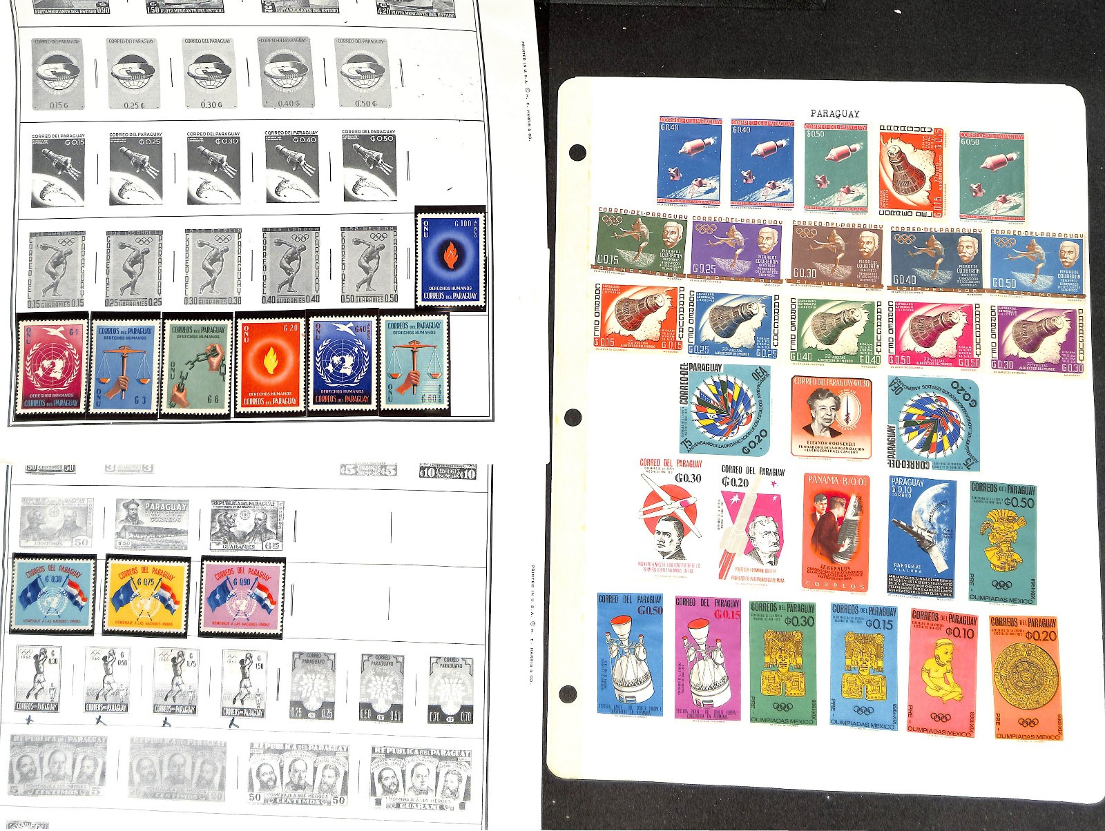 Paraguay Stamp Collection on 12 Harris Pages, 1879-1975 (BH)