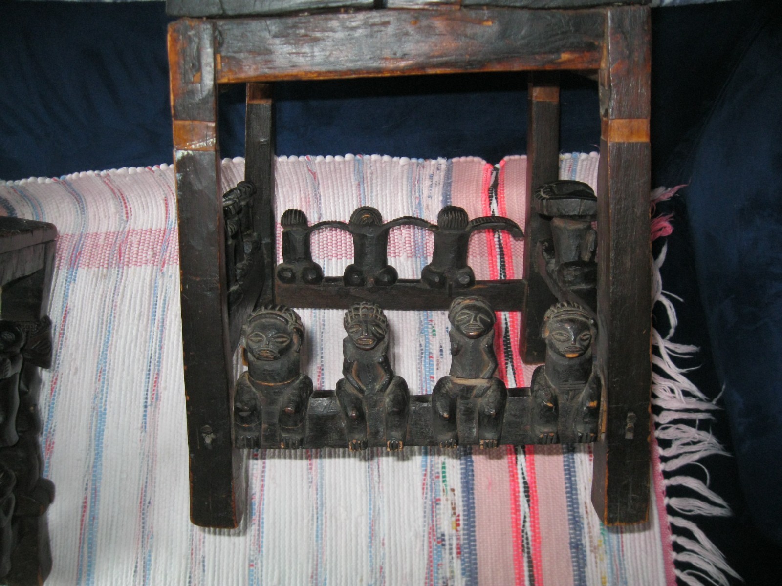 old rare Chokwe Chiefs throne and table hand carved