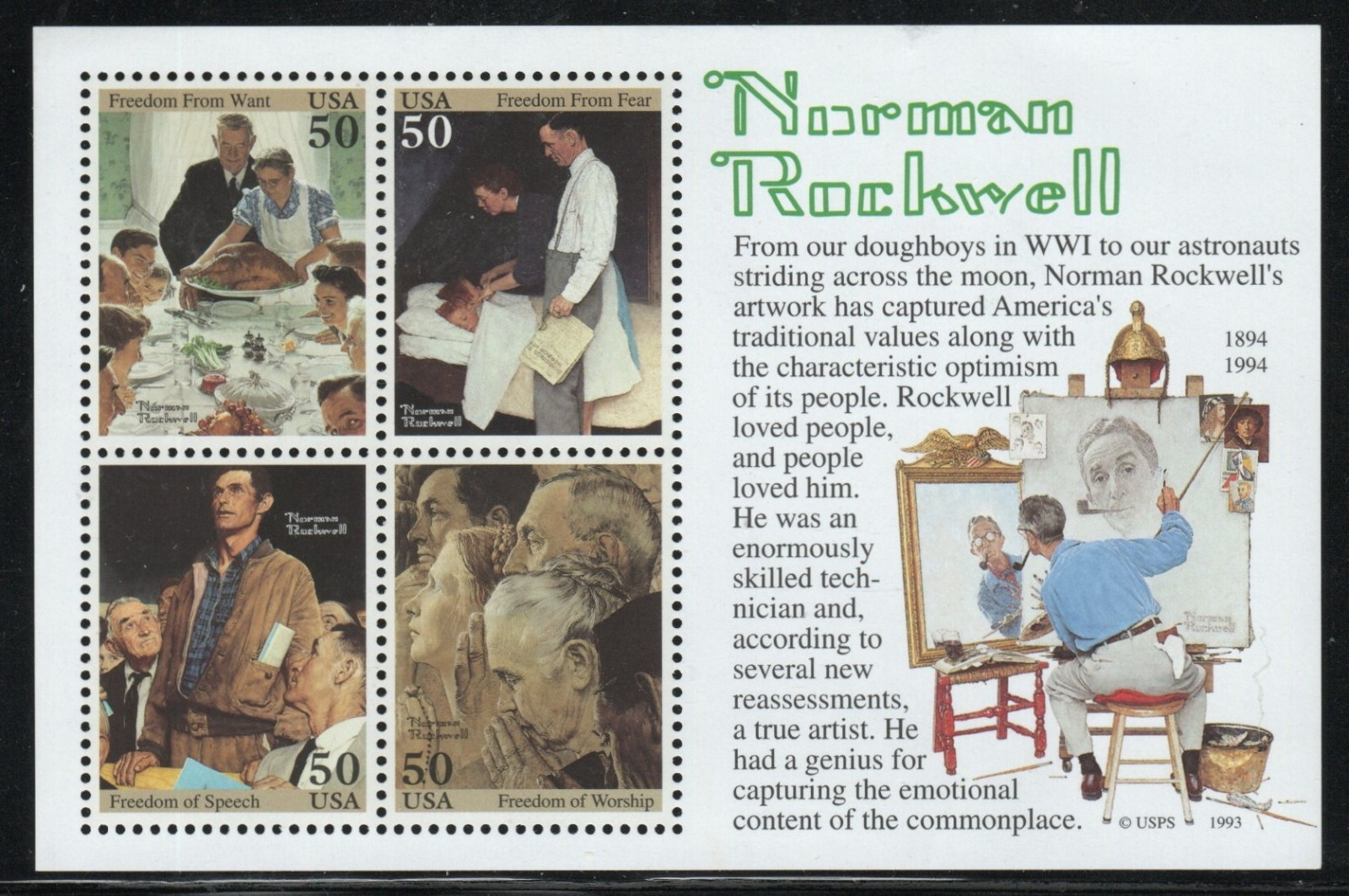 ALLY'S STAMPS US Scott #2840 50c Norman Rockwell  S/S MNH F/VF [BP-66a]