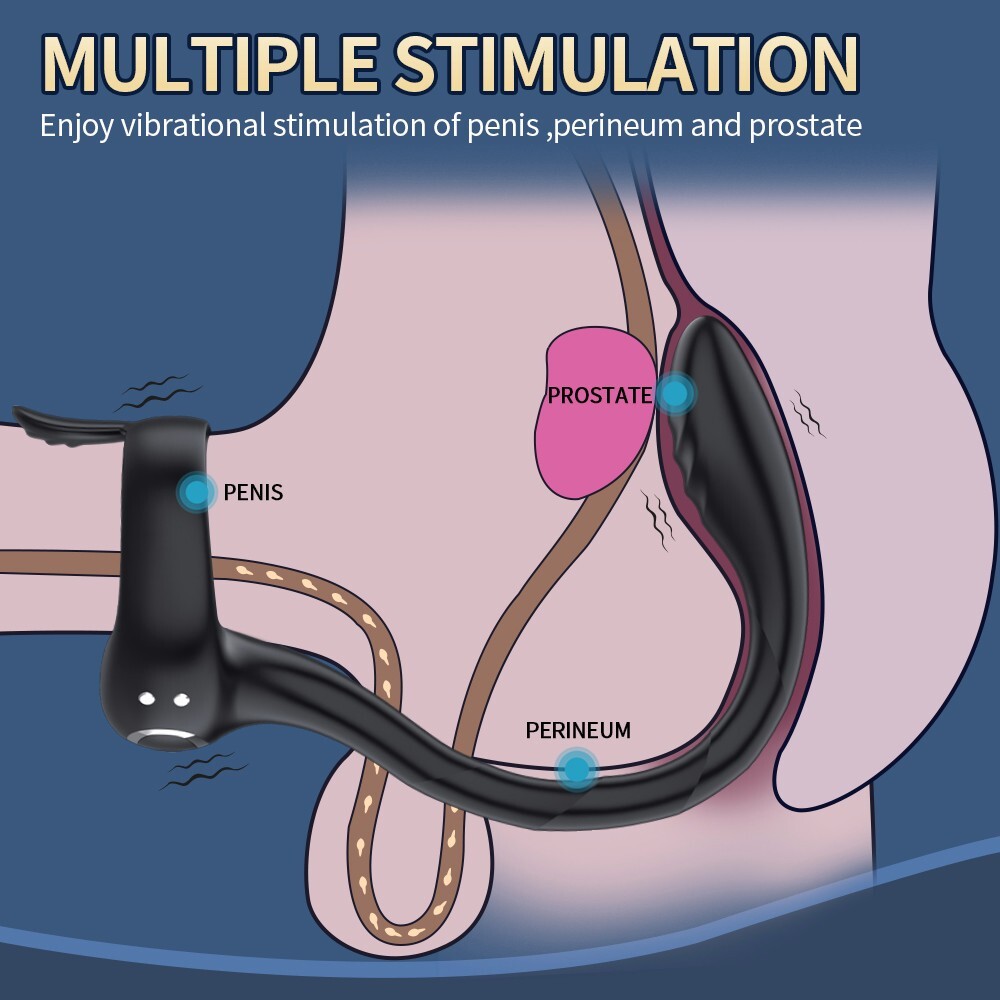 Cock Ring Anal Butt Plug Vibrator Male Prostate Massager Remote Sex Toys For Men